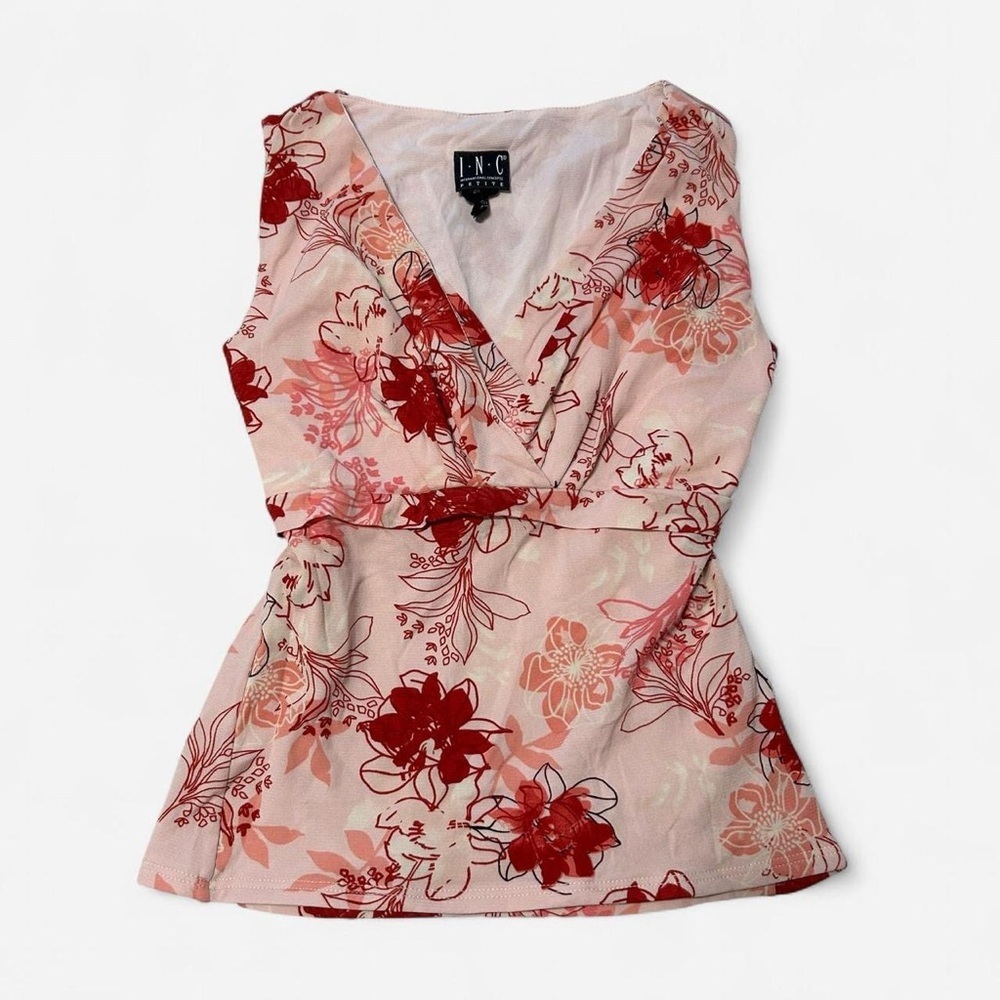 INC International Concepts Women's Pink and Red Floral Blouse